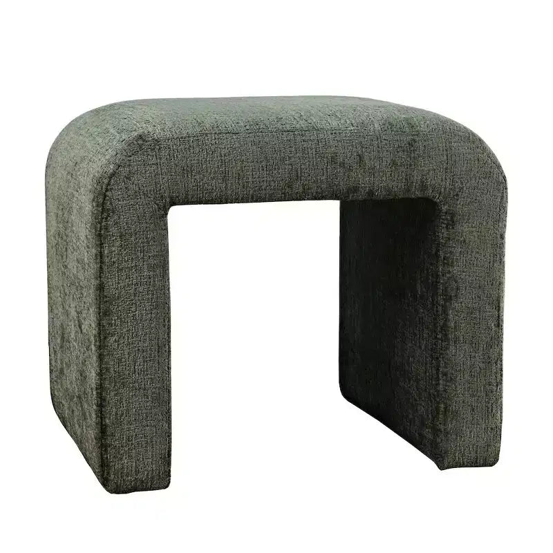 Jofran, Banc ottoman jacquard rembourré incurvé moderne à petite cascade - Ensemble de 2