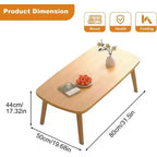 Table basse pliable Acekool, finition bois, design pliant peu encombrant, 80x50x44 cm, rangement facile, grain de bois