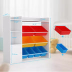 Meuble de rangement pour jouets pour enfants avec 8 bacs amovibles et étagère, grande malle à jouets pour salle d'étude, chambre à coucher, chambre d'enfant, salle de classe et nurserie