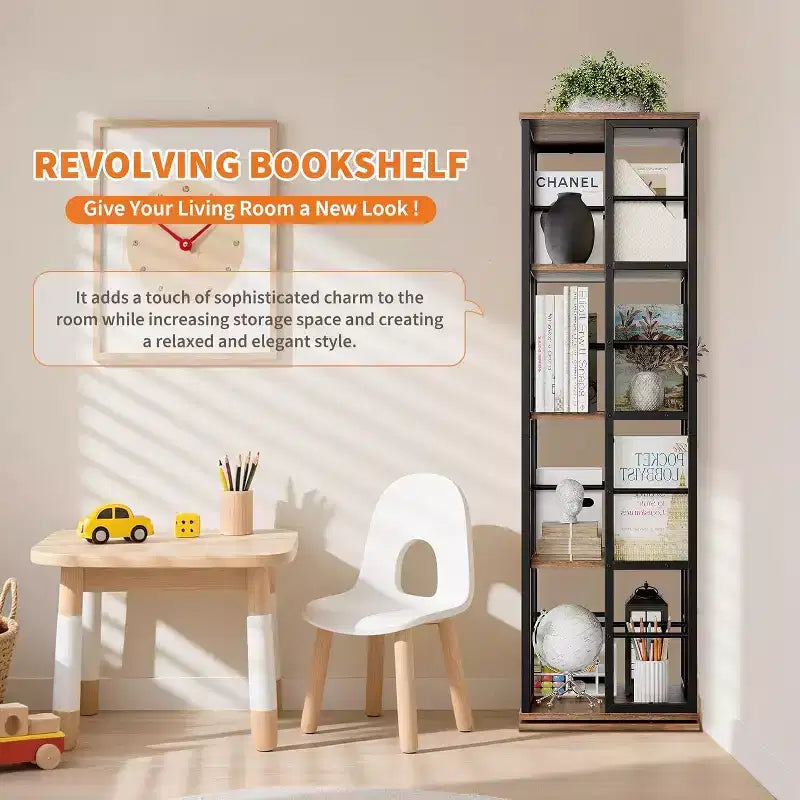 Étagère de rangement rotative en métal Acekool à 4 niveaux, avec roulement à billes à 360°, organiseur d'angle, style industriel