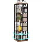 Étagère de rangement rotative en métal Acekool à 4 niveaux, avec roulement à billes à 360°, organiseur d'angle, style industriel