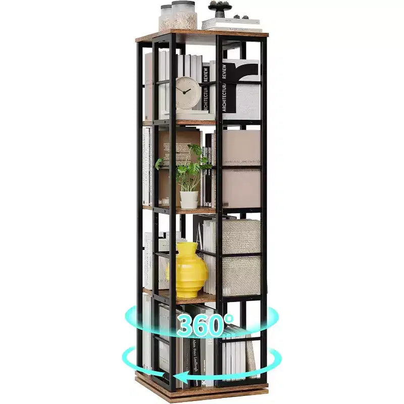 Étagère de rangement rotative en métal Acekool à 4 niveaux, avec roulement à billes à 360°, organiseur d'angle, style industriel