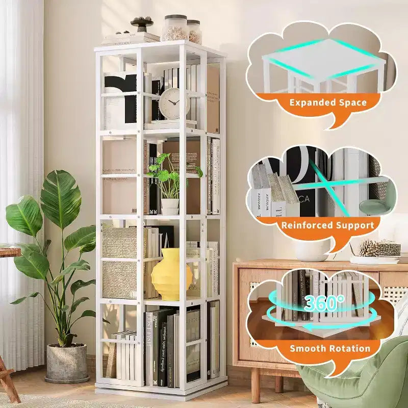 Étagère de rangement rotative en métal Acekool à 4 niveaux, avec roulement à billes à 360°, organiseur d'angle, style industriel
