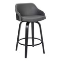 HomeRoots 30 Gray And Black Iron Swivel Low Back Bar Height Bar Chair