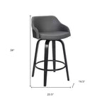 Chaise de bar HomeRoots pivotante à dossier bas en fer gris et noir, hauteur comptoir, 76 cm