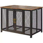 Cage pour chien, chenil en métal robuste de 119x79 cm - Meuble multifonctionnel avec rangement et ouverture par le haut pour animaux de taille moyenne/grande