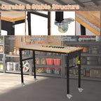 Établi, table robuste réglable 48 po, capacité de 2000 lb avec balance - cadre en acier et bois d'hévéa pour garage et réparation automobile