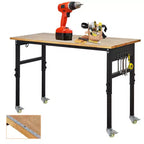 Établi, table robuste réglable 48 po, capacité de 2000 lb avec balance - cadre en acier et bois d'hévéa pour garage et réparation automobile