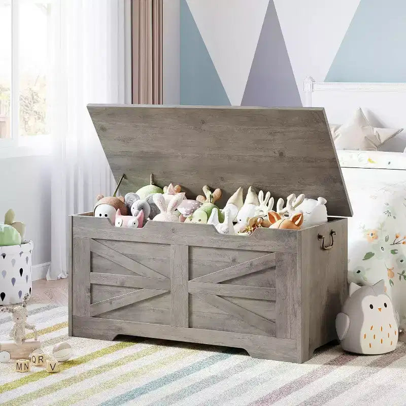 Banc de rangement décoratif Acekool, coffre d'entrée double usage avec charnière de sécurité