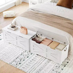 Banc de rangement décoratif Acekool, coffre d'entrée double usage avec charnière de sécurité