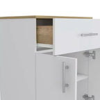 Meuble de rangement Okak Pantry, Meuble de rangement avec un tiroir, Deux étagères intérieures, Meuble pour entrée, salon, blanc