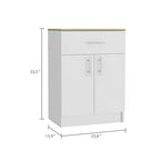Meuble de rangement Okak Pantry, Meuble de rangement avec un tiroir, Deux étagères intérieures, Meuble pour entrée, salon, blanc