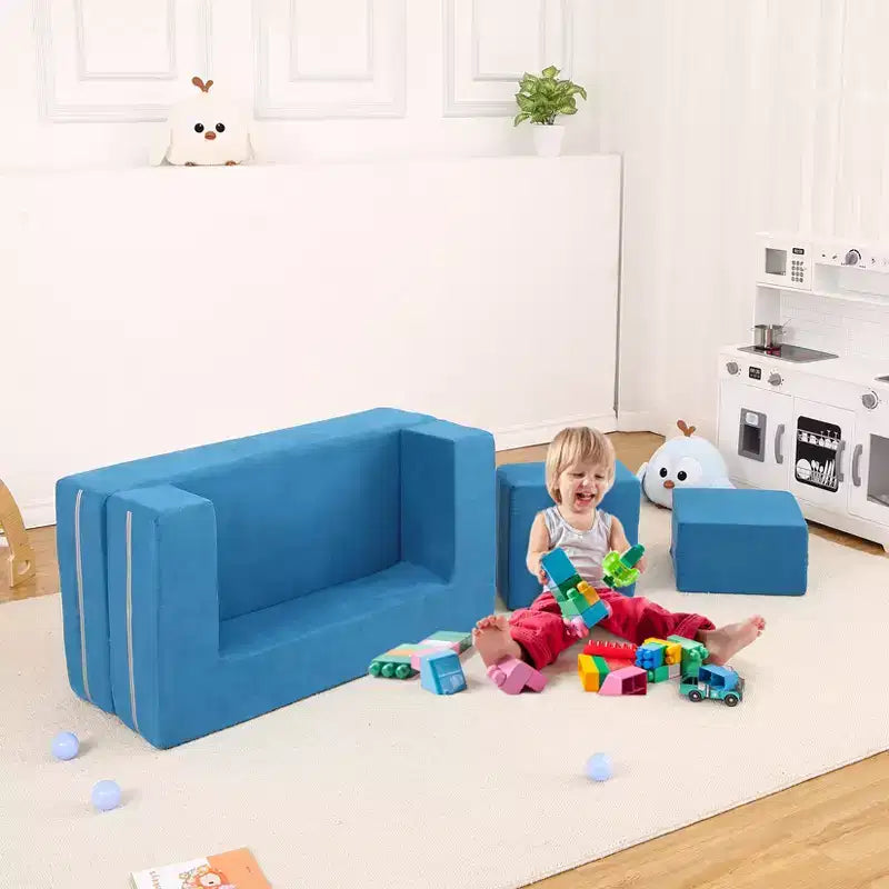 Canapé convertible pour enfant, 3 pièces, lit canapé en mousse, canapé modulaire pour chambre d'enfant ou salle de jeux