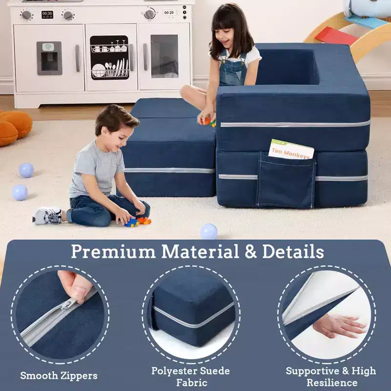 Canapé convertible pour enfant, 3 pièces, lit canapé en mousse, canapé modulaire pour chambre d'enfant ou salle de jeux