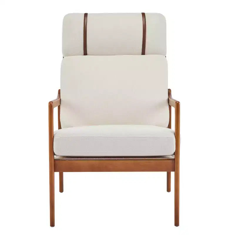 Fauteuils d'appoint scandinaves du milieu du siècle, lot de deux, structure en bois massif à dossier haut, chaises longues pour salon, chambre ou coin lecture