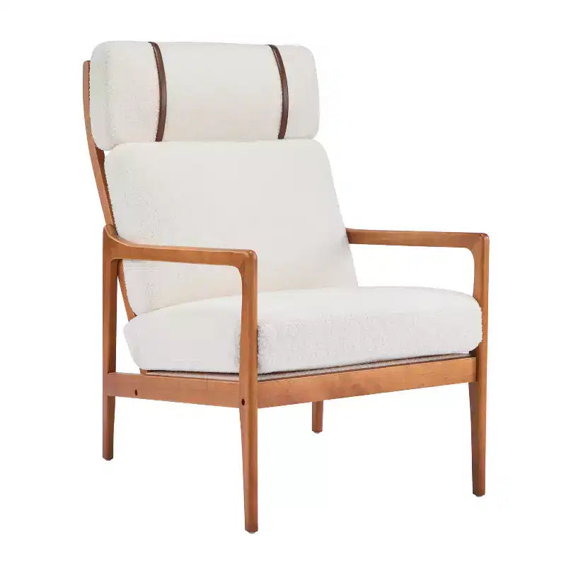 Fauteuils d'appoint scandinaves du milieu du siècle, lot de deux, structure en bois massif à dossier haut, chaises longues pour salon, chambre ou coin lecture