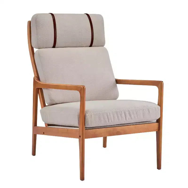 Fauteuils d'appoint scandinaves du milieu du siècle, lot de deux, structure en bois massif à dossier haut, chaises longues pour salon, chambre ou coin lecture