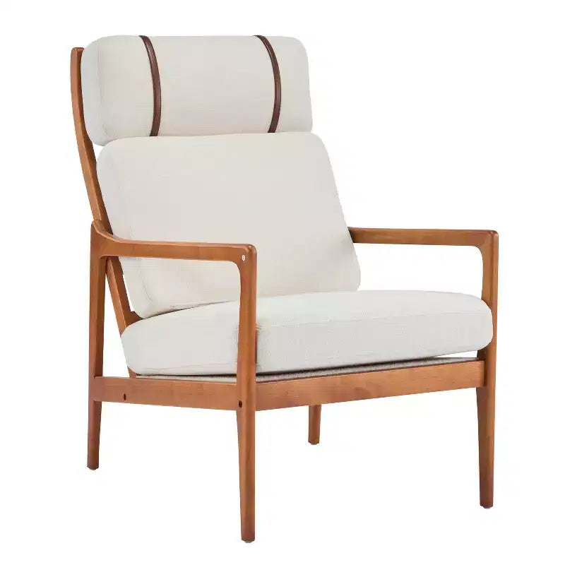 Fauteuils d'appoint scandinaves du milieu du siècle, lot de deux, structure en bois massif à dossier haut, chaises longues pour salon, chambre ou coin lecture