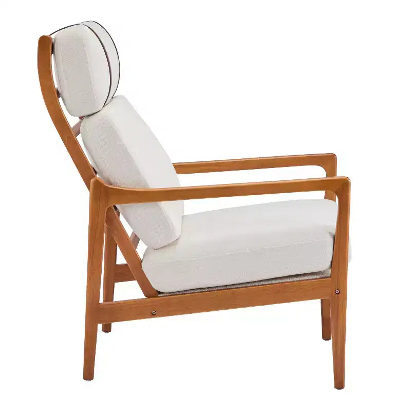 Fauteuils d'appoint scandinaves du milieu du siècle, lot de deux, structure en bois massif à dossier haut, chaises longues pour salon, chambre ou coin lecture