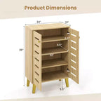 Meuble à Chaussures Costway à 4 Niveaux en Bois avec Portes et Étagères Amovibles pour Entrée