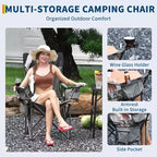 Chaise de camping pliante surdimensionnée, chaise portable rembourrée d'extérieur avec porte-gobelet, capacité de 204 kg