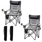 Chaise de camping pliante surdimensionnée, chaise portable rembourrée d'extérieur avec porte-gobelet, capacité de 204 kg