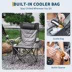 Chaise de camping pliante surdimensionnée, chaise portable rembourrée d'extérieur avec porte-gobelet, capacité de 204 kg