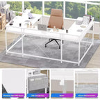 Bureau d'angle en U de 200 cm pour gamer, bureau d'ordinateur réversible en forme de L avec prises de courant, lumières LED, support d'écran et étagères de rangement