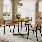 Table à manger ronde Lantine pour 2, Table de salle à manger industrielle de 80 cm avec base en métal, Table de cuisine pour salle à manger, Appartement