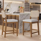 Christopher Knight Home Ororon Boho Rubberwood Rattan Upholstered Counter Stools (Set of 2)