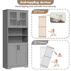Coolmee Armoire de rangement haute de 170 cm, meuble de salle de bain avec 4 portes et étagères réglables, armoire de cuisine, buffet pour salon ou salle à manger