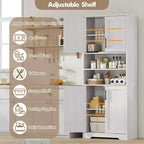 Coolmee Armoire de rangement haute de 170 cm, meuble de salle de bain avec 4 portes et étagères réglables, armoire de cuisine, buffet pour salon ou salle à manger