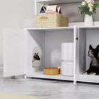Meuble Cache-litière Grand COZONY avec Étagères et Portes, Meuble Cache-litière Chat 52, Cache-litière Dissimulé avec Griffoir