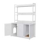 Meuble Cache-litière Grand COZONY avec Étagères et Portes, Meuble Cache-litière Chat 52, Cache-litière Dissimulé avec Griffoir