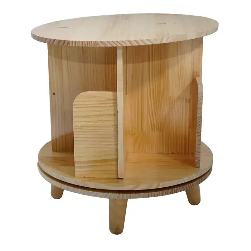 Étagère à livres rotative à 360° en pin Slickblue, étagère ronde autoportante à 1/3/4 niveaux pour livres, jouets et décoration