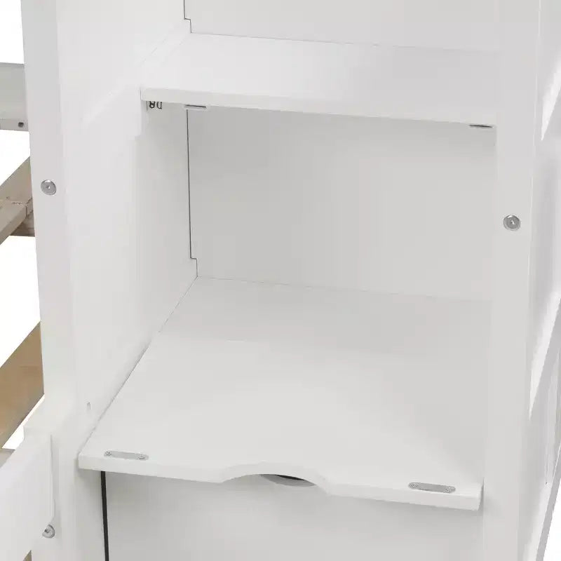 Lits superposés jumeaux avec escalier et tiroirs pour enfants, lits superposés en bois jumeaux avec escalier et armoire de rangement