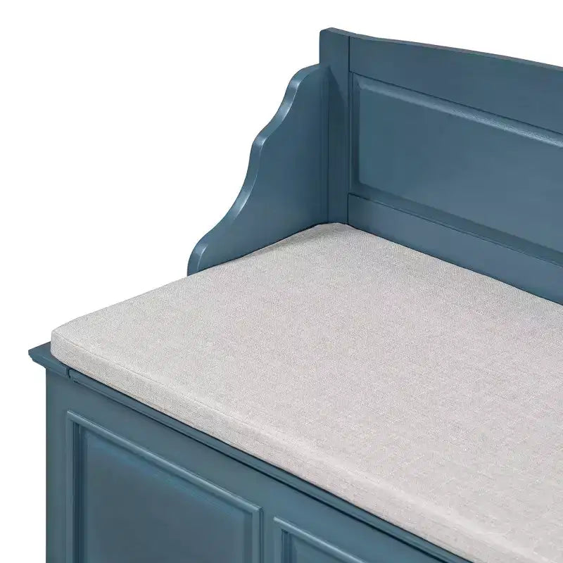 Banc de rangement pour chaussures GDFStudio Ruth de style moderne du milieu du siècle avec rangement dissimulé et coussin en lin