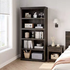 Bibliothèque de ferme à 5 étagères, avec rangement, étagères ouvertes, étagères de rangement, bibliothèques en bois de 81 cm de large pour bureau, bibliothèque