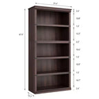 Bibliothèque de ferme à 5 étagères, avec rangement, étagères ouvertes, étagères de rangement, bibliothèques en bois de 81 cm de large pour bureau, bibliothèque