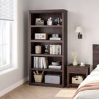 Bibliothèque de ferme à 5 étagères, avec rangement, étagères ouvertes, étagères de rangement, bibliothèques en bois de 81 cm de large pour bureau, bibliothèque