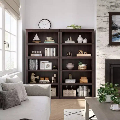 5-Shelf Farmhouse Bookcase,with Storage Open Display Bookshelves,Display Storage Shelves,32'' Wide Wooden Bookshelves for Office,Library