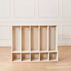 Portemanteau-vestiaire 5 sections avec banc et 5 bacs avant évidés pour tout-petits ECR4Kids Streamline
