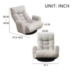 Fauteuil GDFStudio Sorrel moderne pivotant à 360° en lin avec dossier réglable et pouf