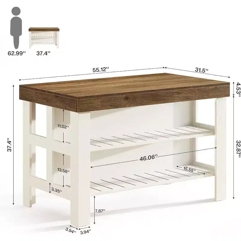 Meuble de bar Lantine avec étagères de rangement, armoire de bar de 140 cm de hauteur de comptoir de style ferme pour cuisine ou salle à manger, marron