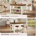 Meuble de bar Lantine avec étagères de rangement, armoire de bar de 140 cm de hauteur de comptoir de style ferme pour cuisine ou salle à manger, marron