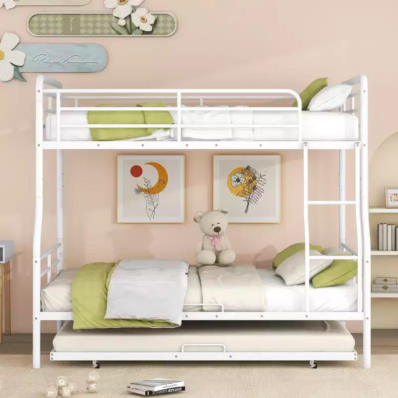 Lit superposé en métal Full XL sur Queen avec lit gigogne, convertible en 2 lits séparés, cadre de lit en fer robuste pour enfants et adolescents