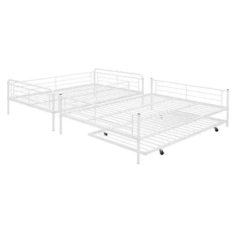 Lit superposé en métal Full XL sur Queen avec lit gigogne, convertible en 2 lits séparés, cadre de lit en fer robuste pour enfants et adolescents