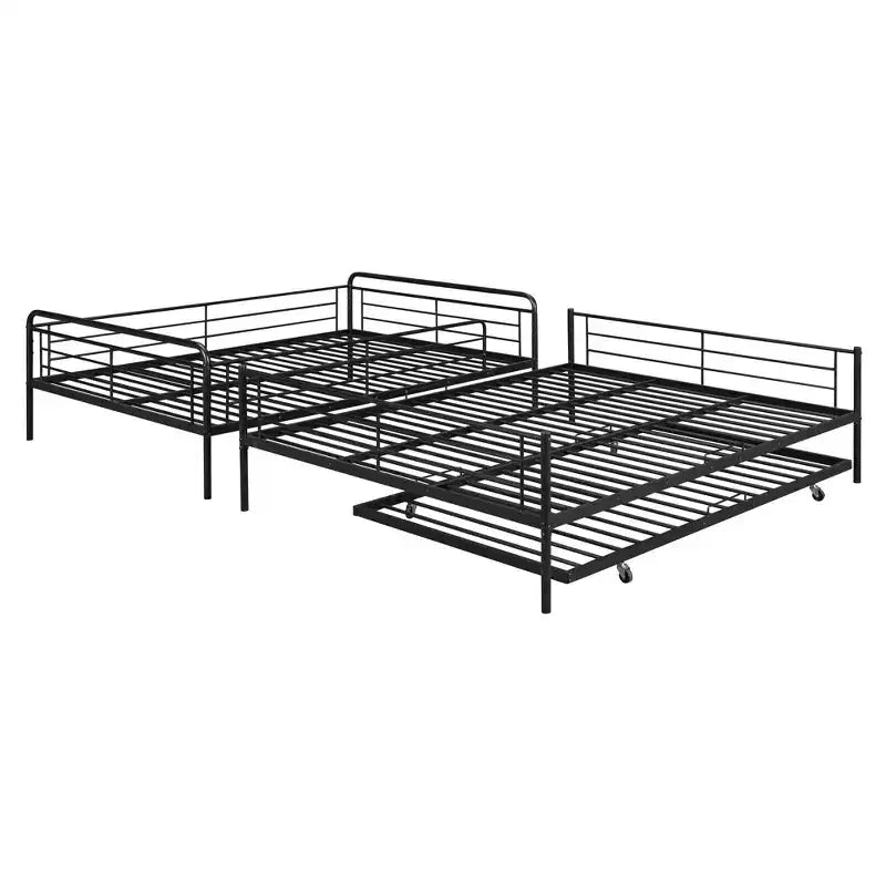 Lit superposé en métal Full XL sur Queen avec lit gigogne, convertible en 2 lits séparés, cadre de lit en fer robuste pour enfants et adolescents