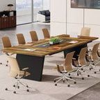 Table de conférence Lantine Modern de 2,4 m, table de réunion avec gestion des câbles, grand mobilier de séminaire professionnel pour salle de conférence