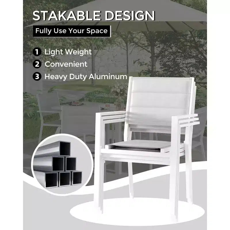 COZONY Ensemble de 4 chaises de salle à manger d'extérieur, chaises de terrasse résistantes aux intempéries avec accoudoirs, cadre en métal pour pelouse, terrasse, balcon et bord de piscine